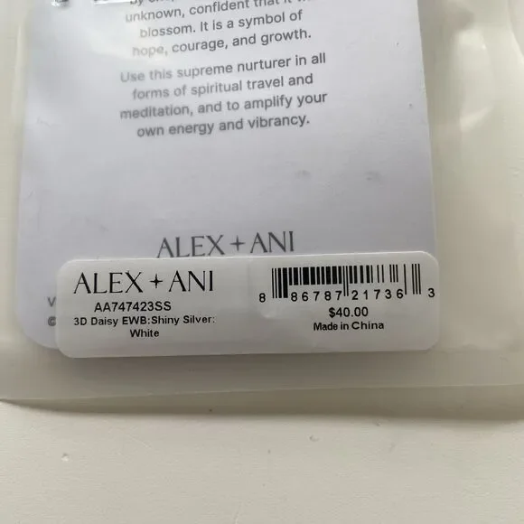 Alex and Ani 3D DAISY Shiny Silver Bangle Charm Bracelet New W/ Tag & Card - Picture 5 of 5